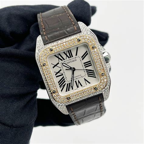 square cartier watch|cartier santos 100 diamond bezel.